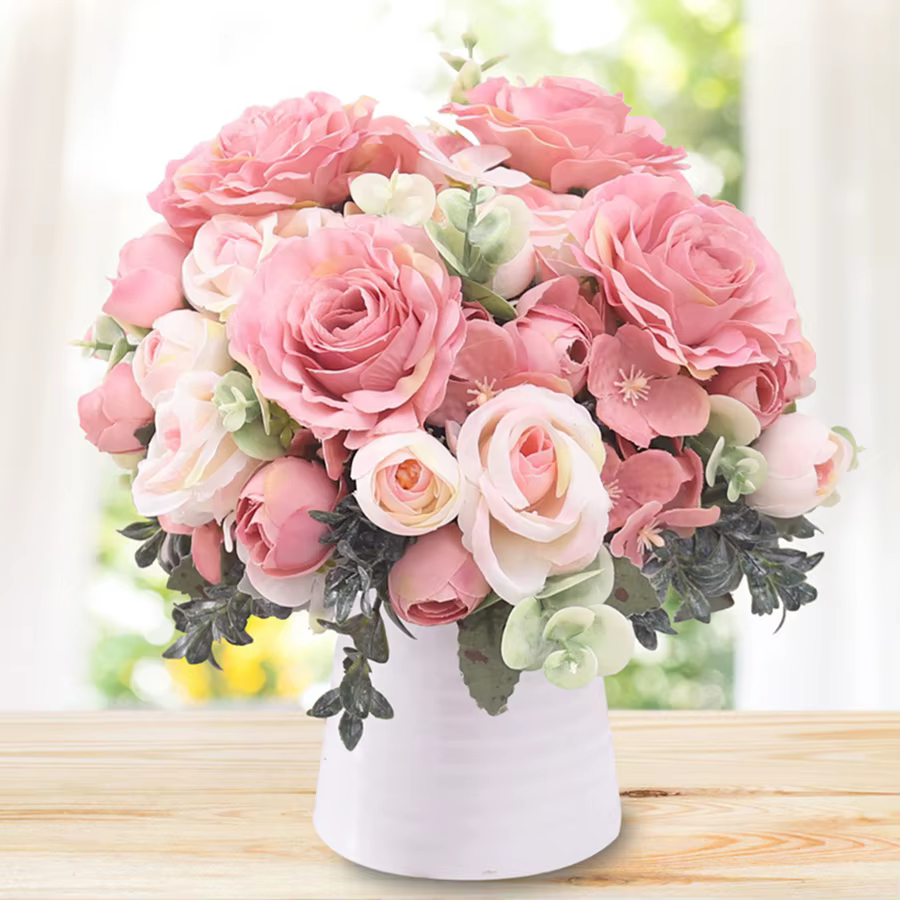 Fleurs artificielles de Haute Qualité Soie Rose Festival Maison Chambre Brial Accessoire De Mariage Couronne En Plein Air Cour Arche Décoration Cadeau