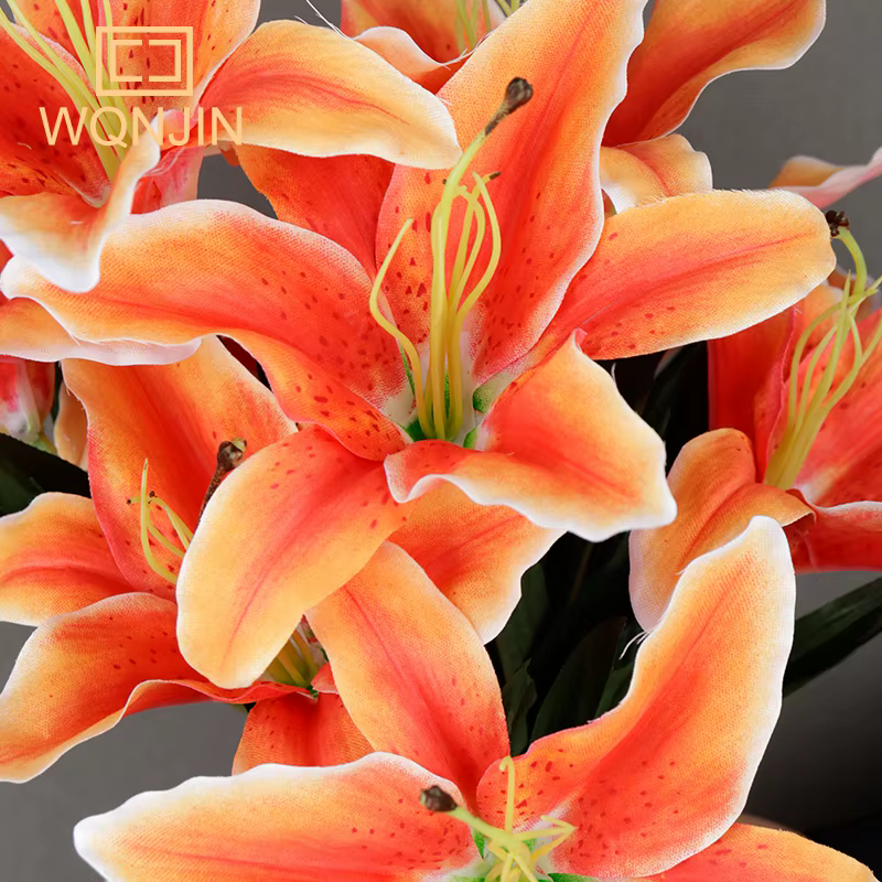 9 têtes/branche de fleur artificielle de lys blanc, Simulation de fleur décorative pour la maison, cadeau, faux Bouquet de branche de lys