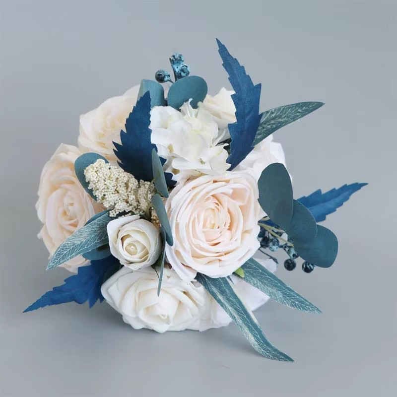 E8bd fleur corsage artificiel champagne bouquet rose paon bleu photo accessoires