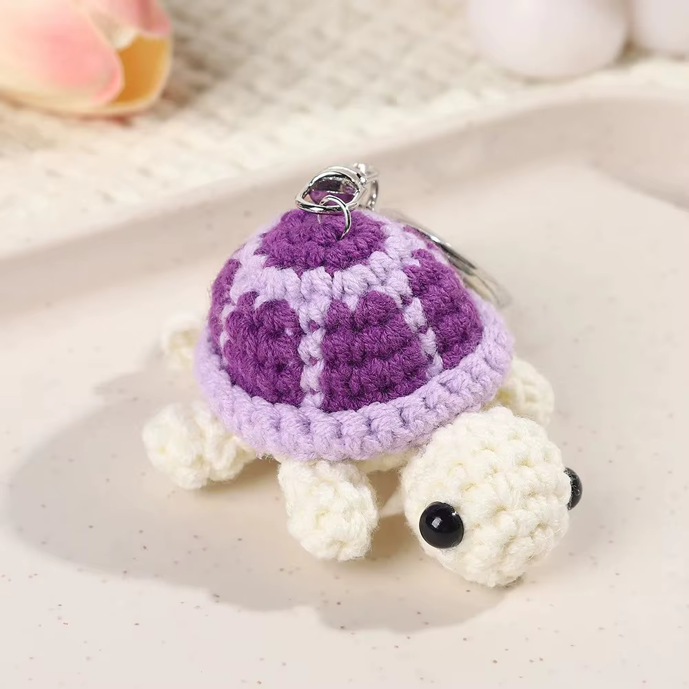 Adorable porte-clés tortue, jouet en peluche tortue Miniature au crochet fait à la main, accessoire d'ornement suspendu