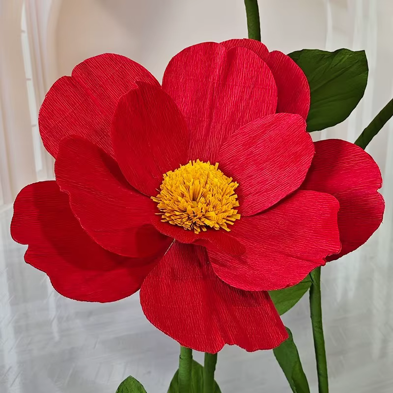 Fleurs artificielles camélia rouge 190cm