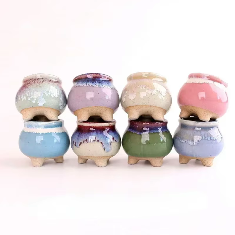 Pots de fleurs en céramique craquelées de glace pour la maison succulente décoration de bureau de jardin Mini