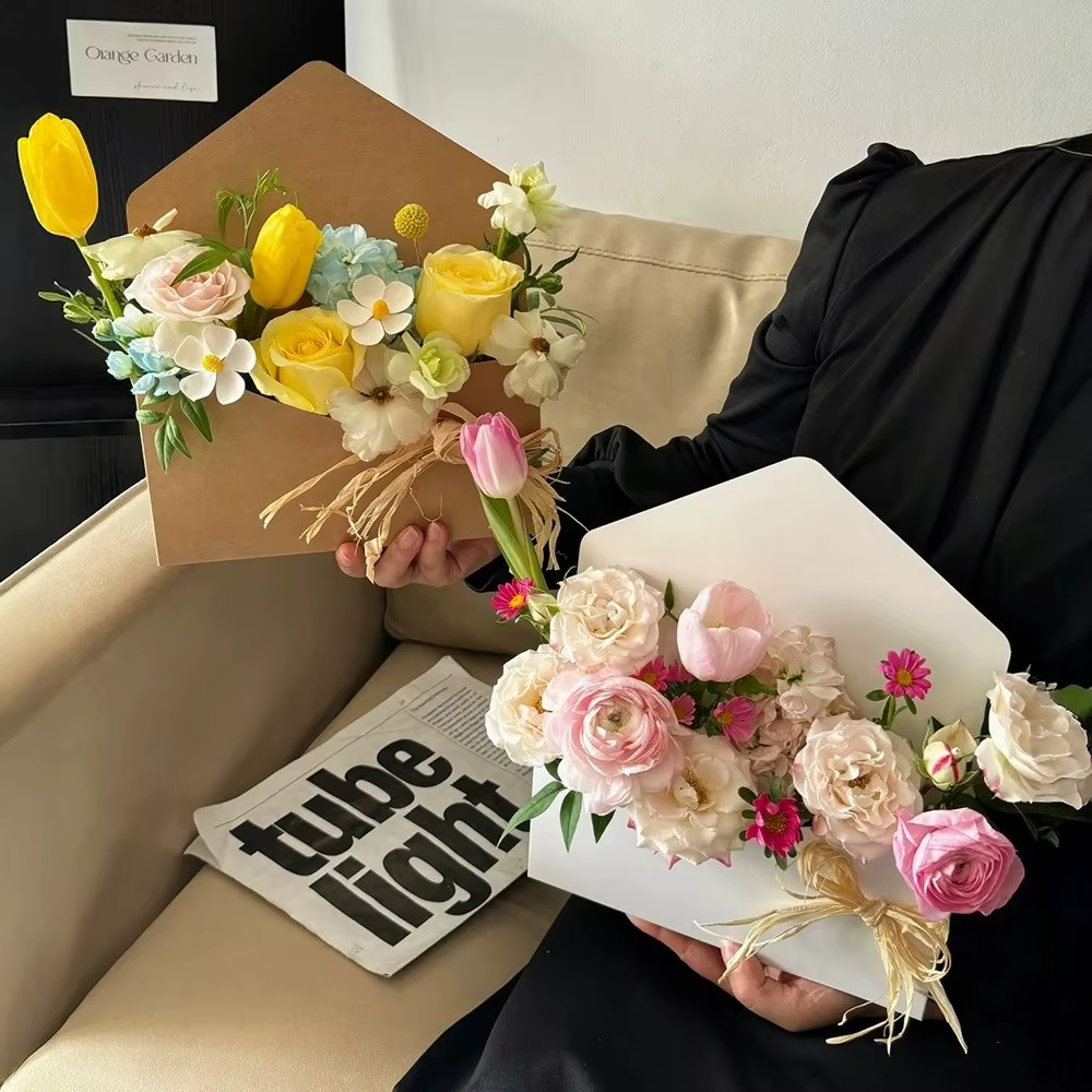 Lot de 5 boîtes élégantes faites à la main pour fleurs