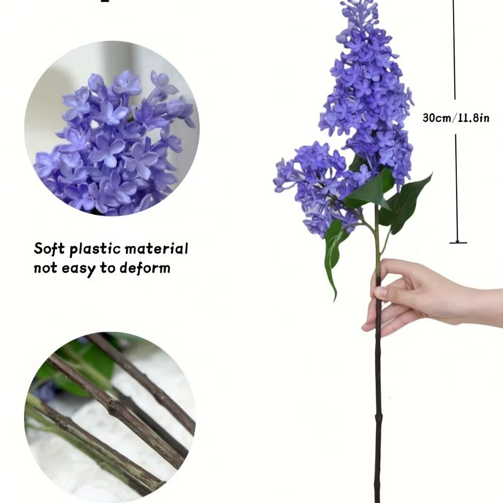 Nouvelle fleur artificielle en silicone rose lilas 75 cm