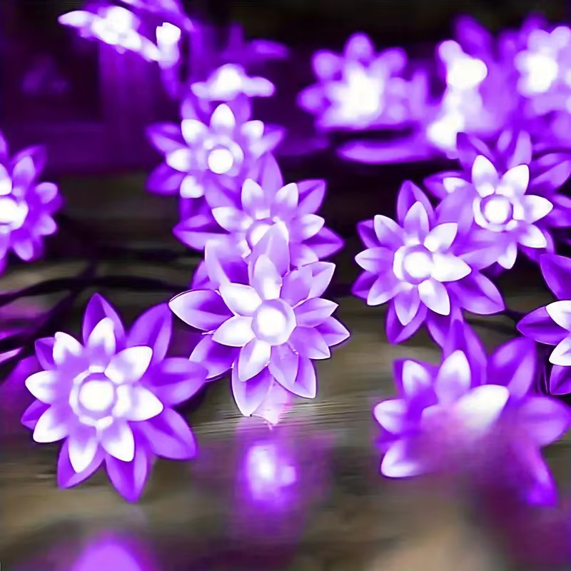 Guirlandes lumineuses solaires en forme de fleur de lotus