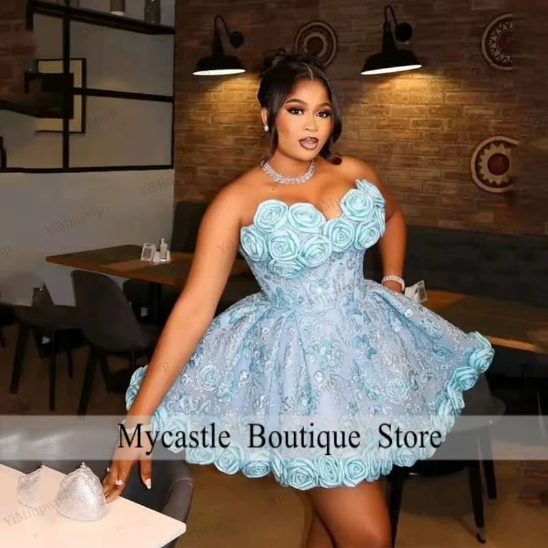 Robes de bal courtes à fleurs, style princesse, pour Quinceañera, anniversaire, soirée de remise de diplôme, cocktail, personnalisables