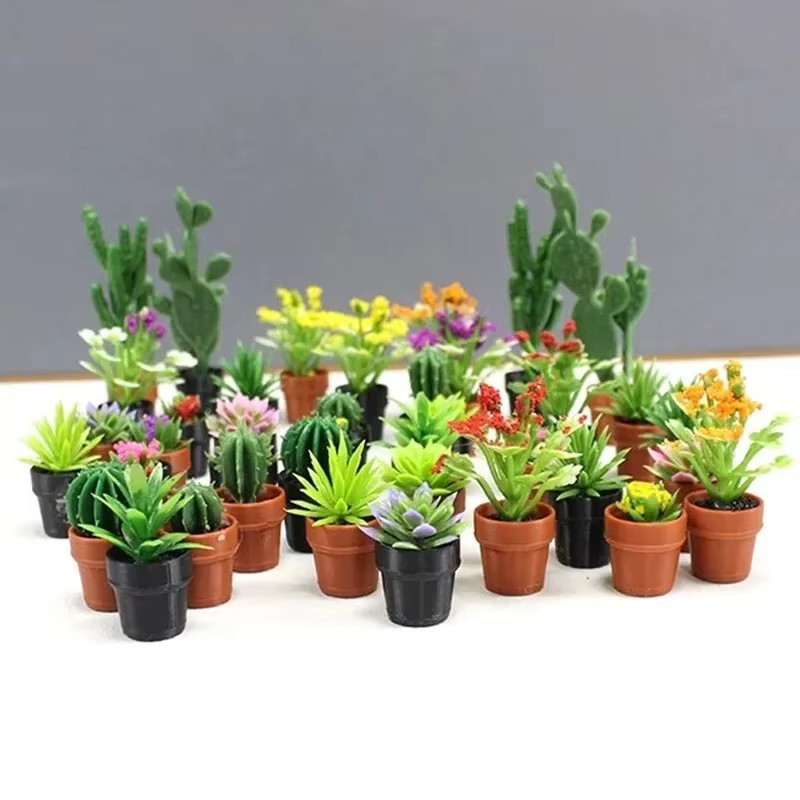 Simulation de plante en pot pour maison de poupée 1:12
