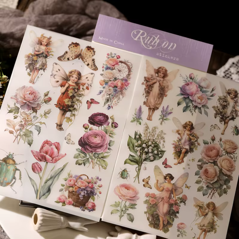 Autocollant esthétique transfert fleur rose pour scrapbooking