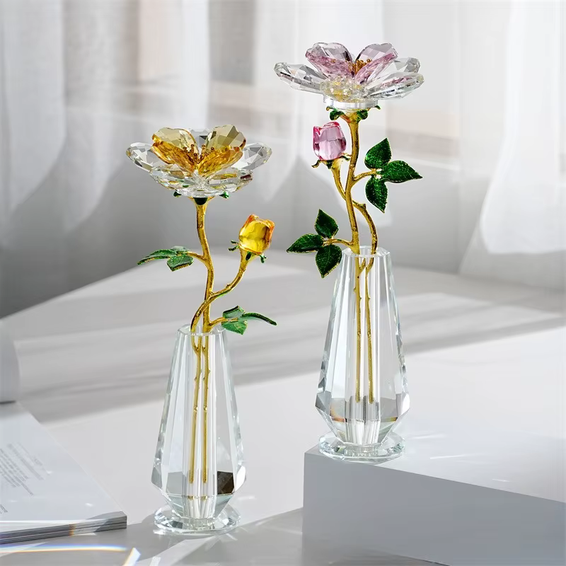 Cadeaux de fleurs de pivoine en cristal pour femmes