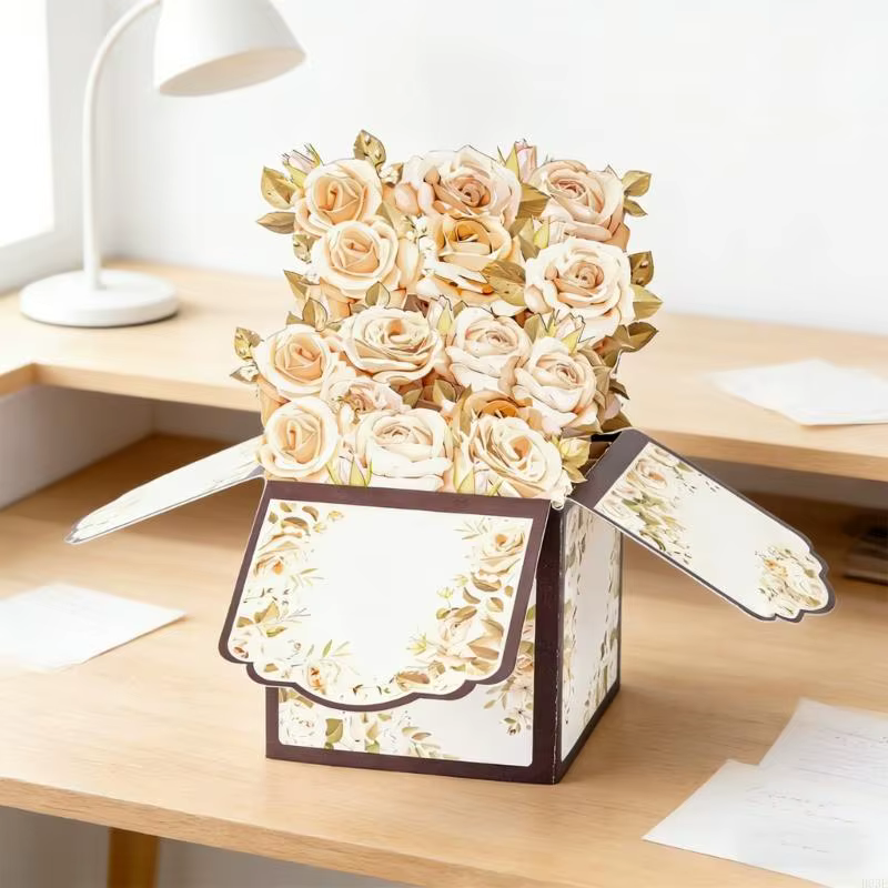 Carte d'arrangement floral artistique fabriquée à main