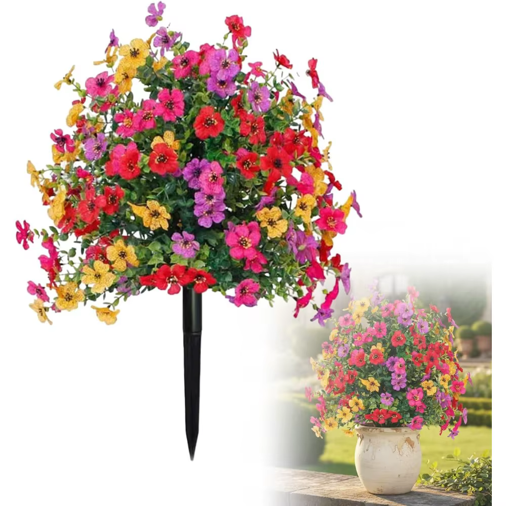 Fleurs artificielles de pétunias avec piquet de fixation