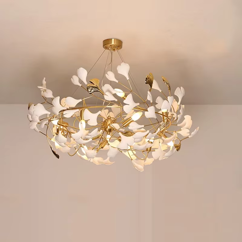 Lustre en céramique de luxe nordique Ginkgo scalp