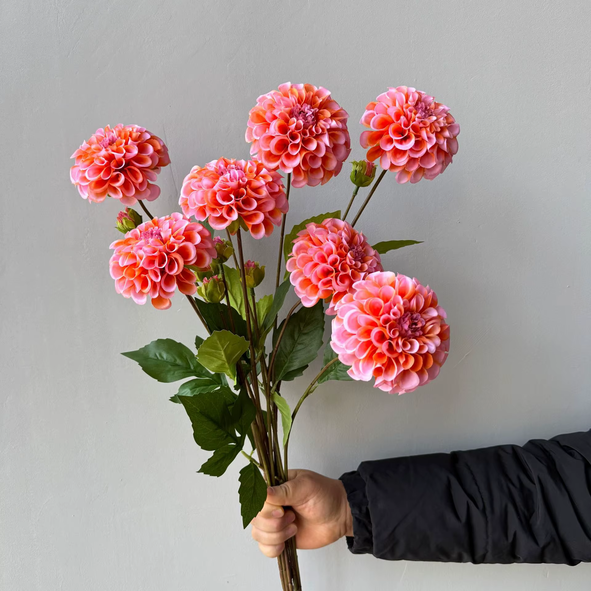 Lot de 5 fleurs artificielles hydratantes Dahlia à 2 têtes