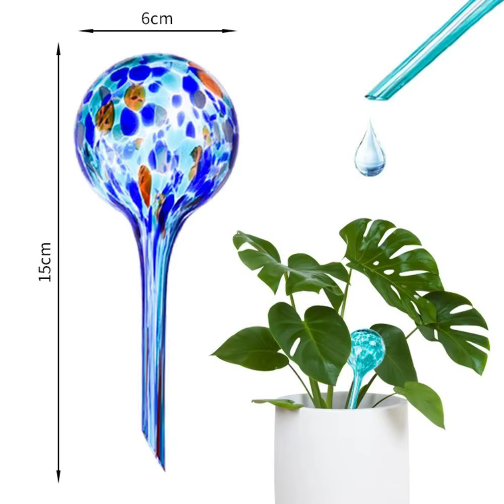Boule d'arrosage automatique en verre pour plantes colorées