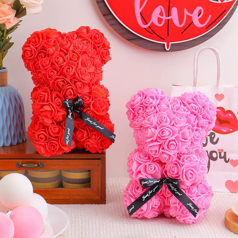 Ours en fleurs éternelles pour la Saint-Valentin