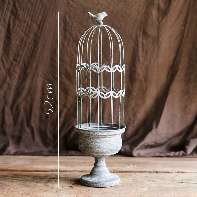 Cage à oiseaux Vintage, décoration florale, Pot de fleur, jardin, cour, jardin Rural, cage à oiseaux rustique, décoration de maison, décor de cour de maison Vintage