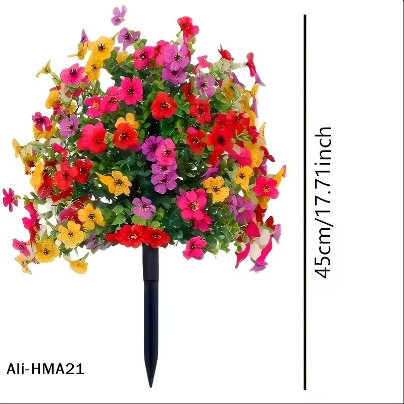 【H】Fleur artificielle, pétoniennes artificielles avec piquet de fixation au sol