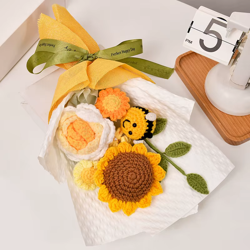 Bouquet de tournesol au crochet pour cadeau de remise de diplôme
