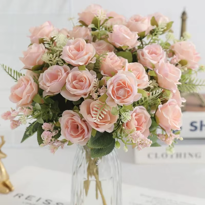 Bouquet de roses artificielles en soie
