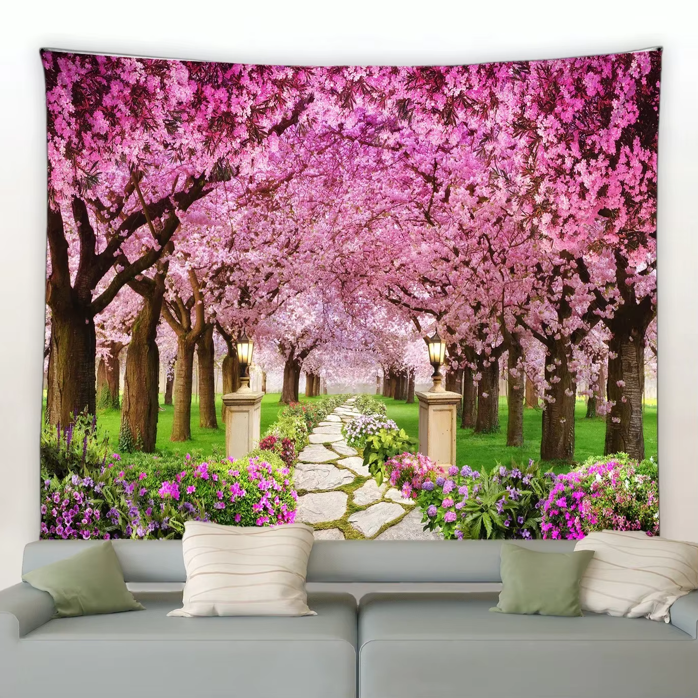 Tapisserie de fleurs de jardin de printemps, décor mural, maison, salon
