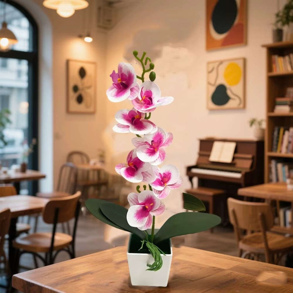 7 Fleurs d'orchidées artificielles en pot