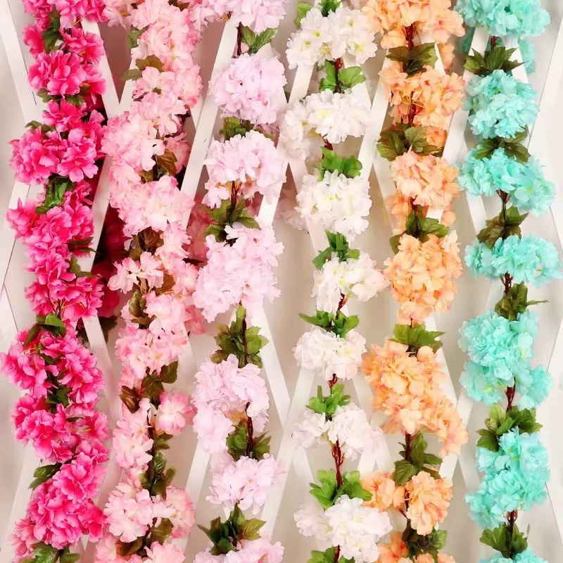 Guirlande de fleurs de cerisier artificielles en soie