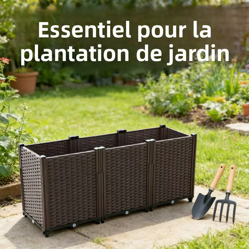 Grande boîte de jardinière à 3 niveaux 120x40x52cm