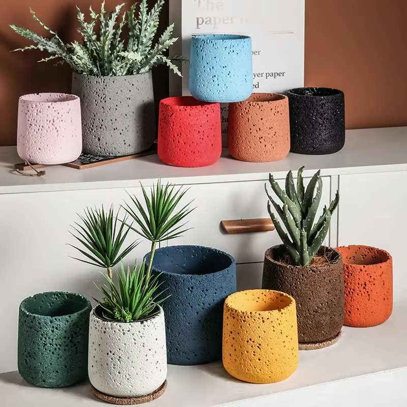 Décoration de pot de fleur en ciment nordique