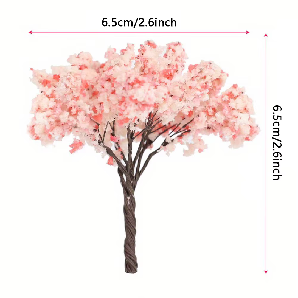 10 pièces 6.5cm Miniature cerisier fleur arbre modèle hauteur 65mm plante Diorama Kits bricolage Table de sable HO chemin de fer scène aménagement accessoires