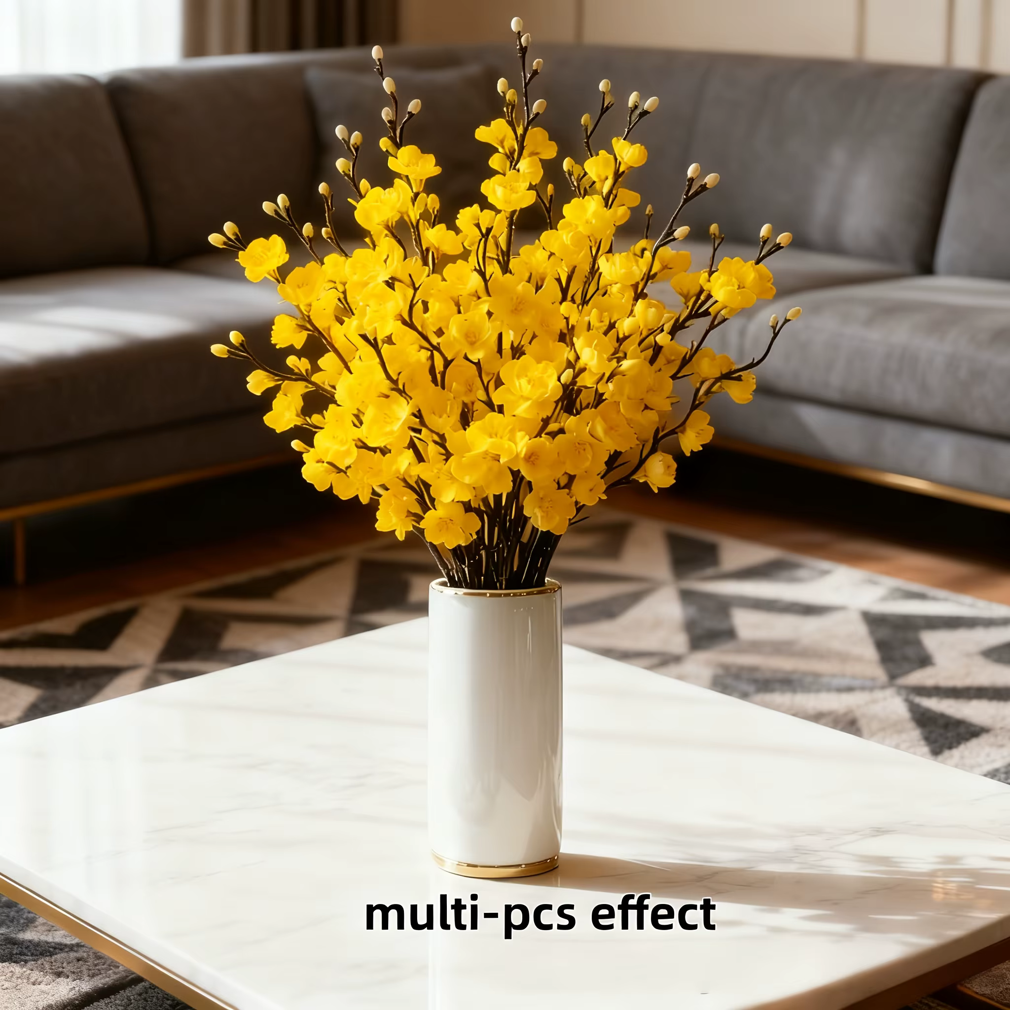 5 tiges de fleurs de prunier jaunes