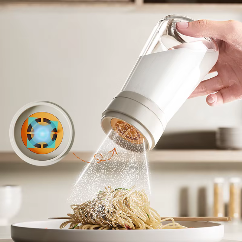 Distributeur de sel sans besoin de presse, réservoir de sel, bouteille de sucre en verre, Shaker, boîte d'assaisonnement de cuisine, récipient de sel résistant à l'humidité