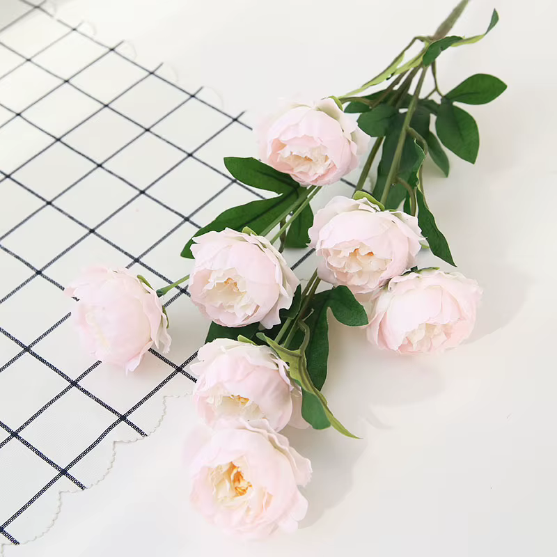 7 têtes de pivoines artificielles