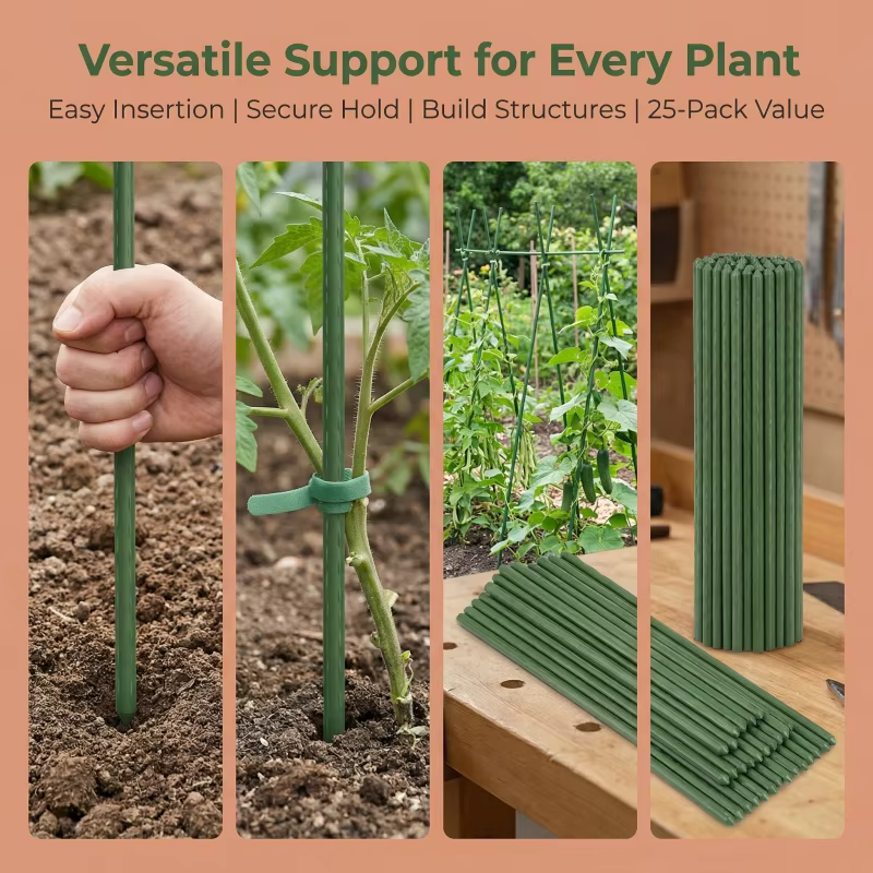Lot de 20 bâtons de support pour plantes de concombre et de tomate