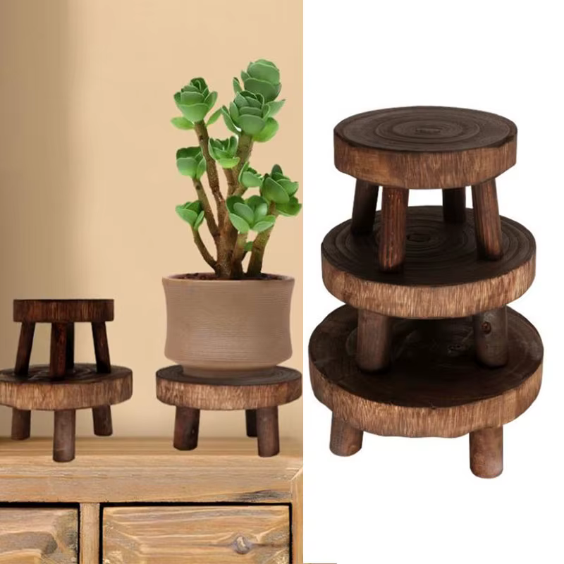 Support de plante en bois