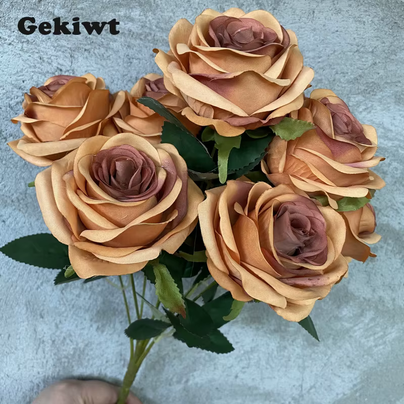 Bouquet de roses artificielles à 9 têtes