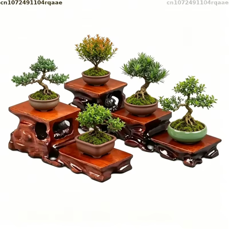 Support à plantes multi-niveaux en bois naturel