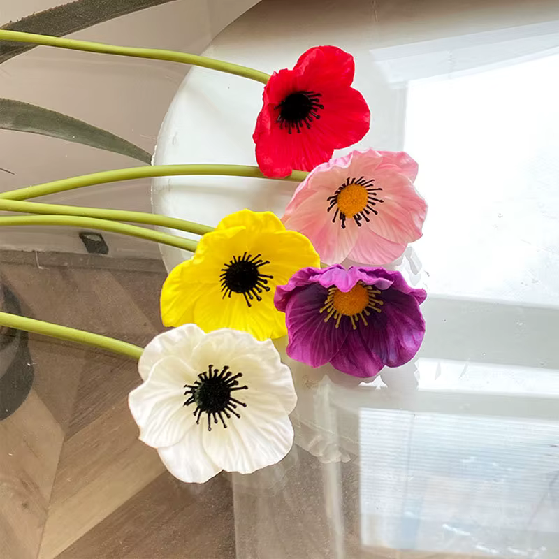 Mini fleur de coquelicot artificielle en PU