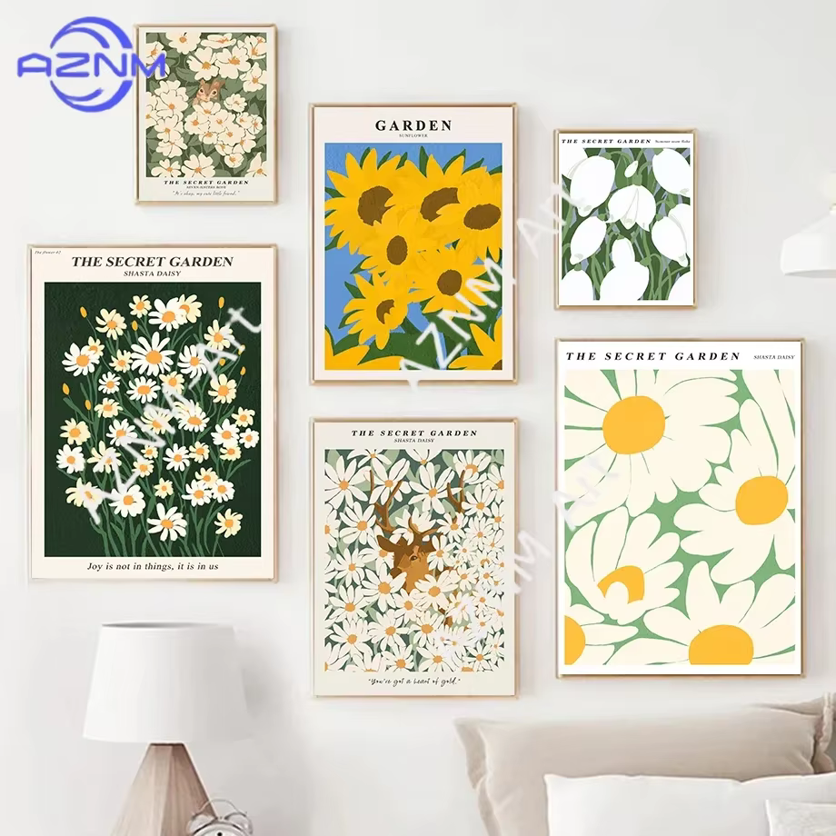 Peinture sur toile colorée sur le thème du marché des fleurs