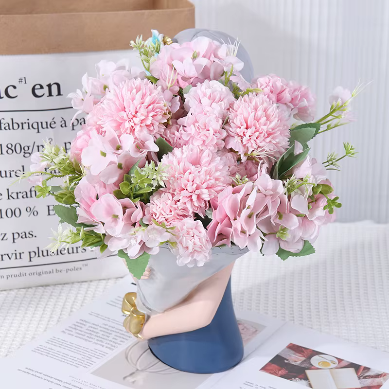 Roses d'automne fleurs artificielles décoration mariée soie hortensia marguerite hybride Bouquet pour mariage maison noël automne décor artisanat