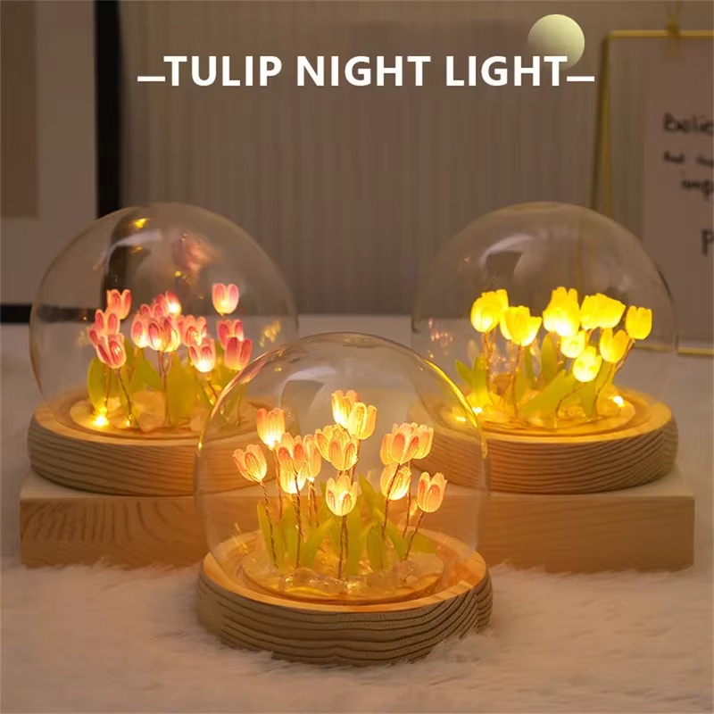 Veilleuse de fleur de tulipe artificielle faite à la main