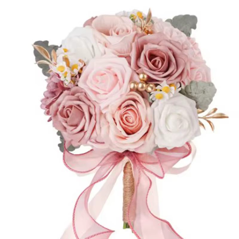 Bouquets de mariée en roses artificielles poussiéreuses