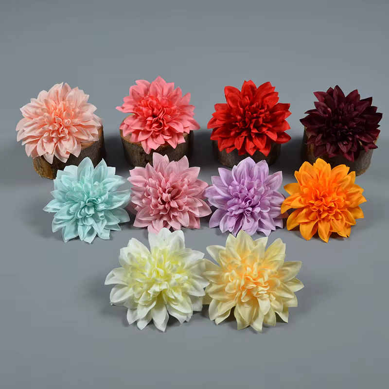 10 têtes de fleurs artificielles Dahlia de 10 cm