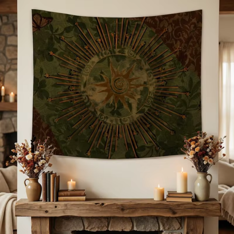 VIKAMA Tapisserie murale vintage bohème mandala en polyester