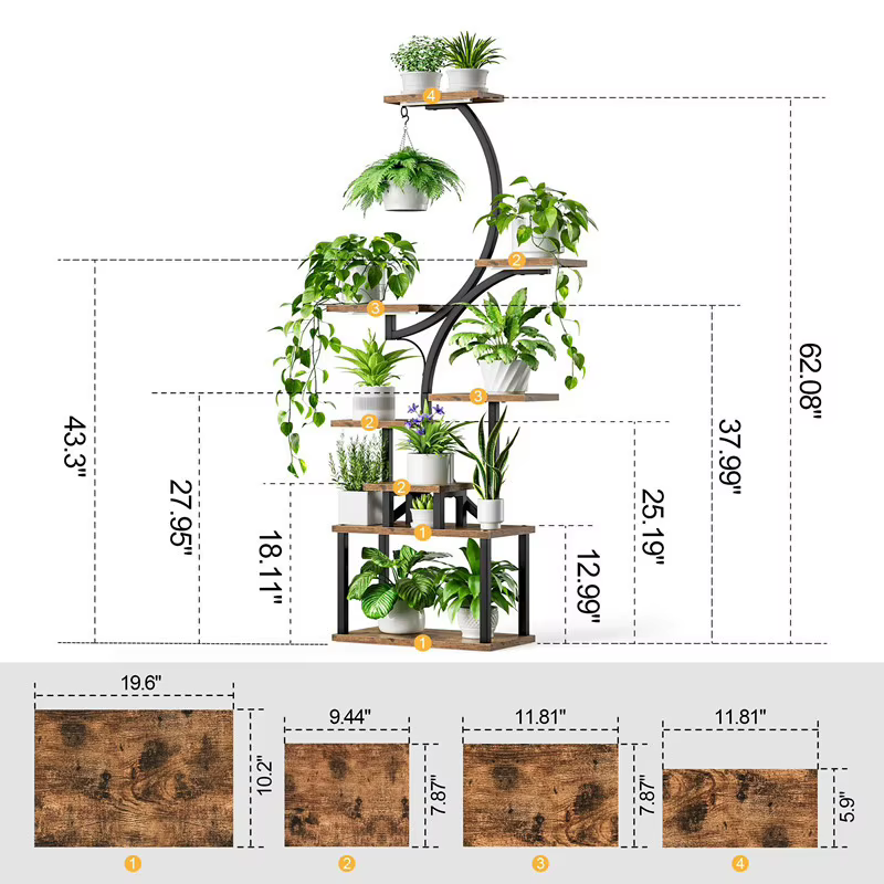Support de fleurs salon balcon pot en fer forgé