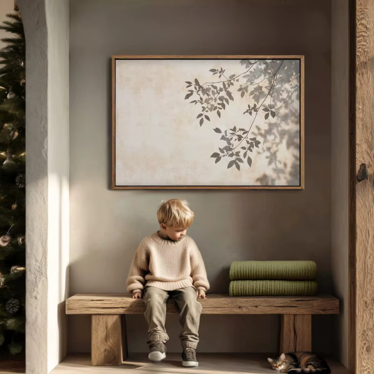Affiches sur toile avec motif d'arbre de bouleau aux tons terreux