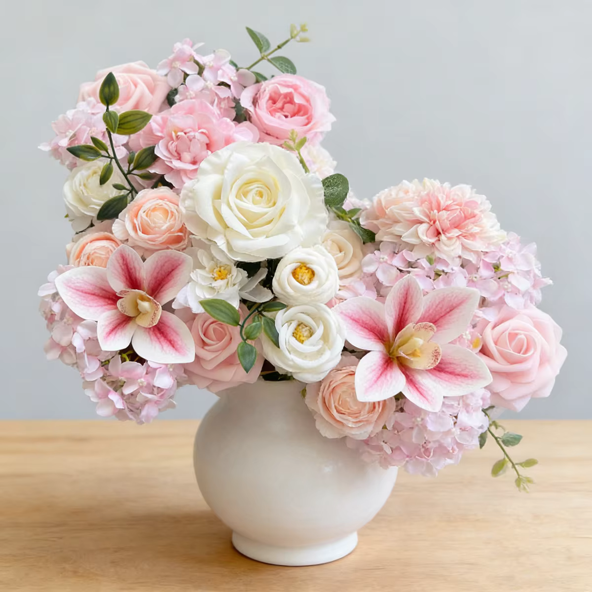 Boîte de fleurs artificielles bleu océan avec tiges pour bouquets de mariage DIY