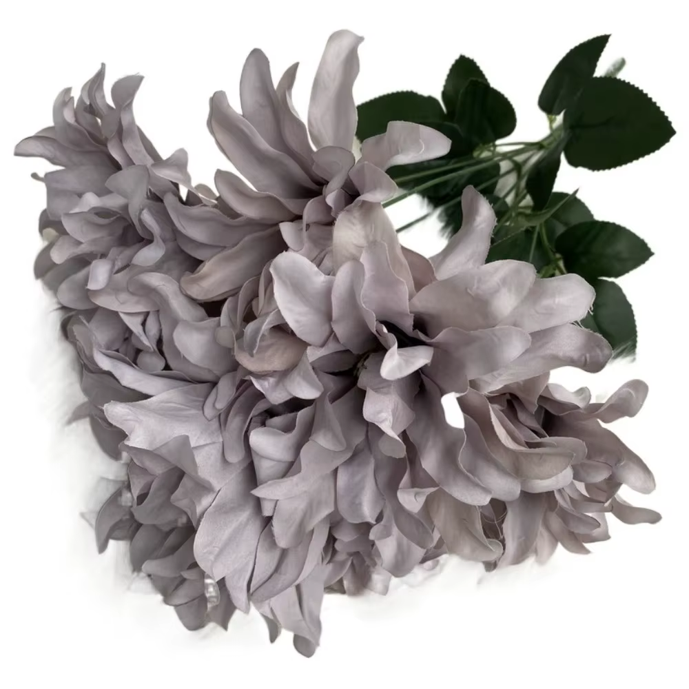 Bouquet de 7 dahlias artificiels en tissu brossé de 45 cm pour arrangement floral DIY