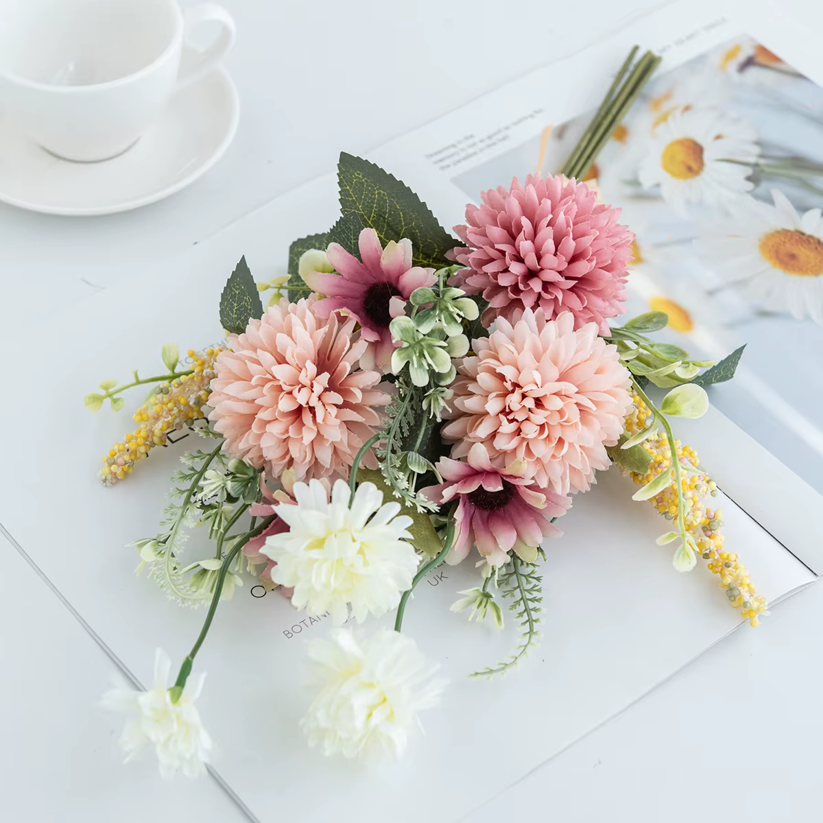 Fleur artificielle en soie Bulbou Chrysanthème Herbe à bulles pour Festival