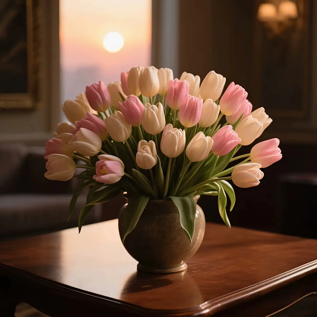 8 tulipes artificielles - 4 blancs + 4 roses