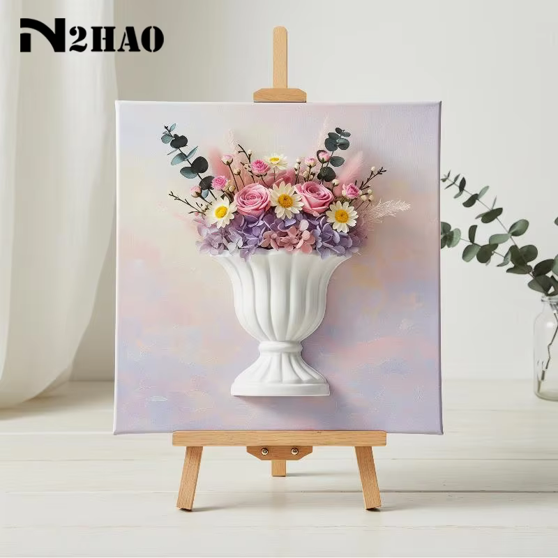 Vase mural demi-cercle blanc pour peinture à l'huile à la française